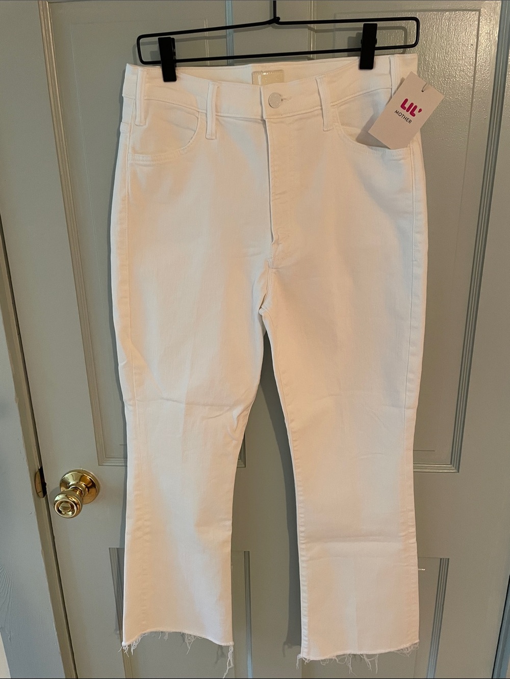 Lil’ Mother Hustler Ankle Fray White Denim 31 Petite NWTS